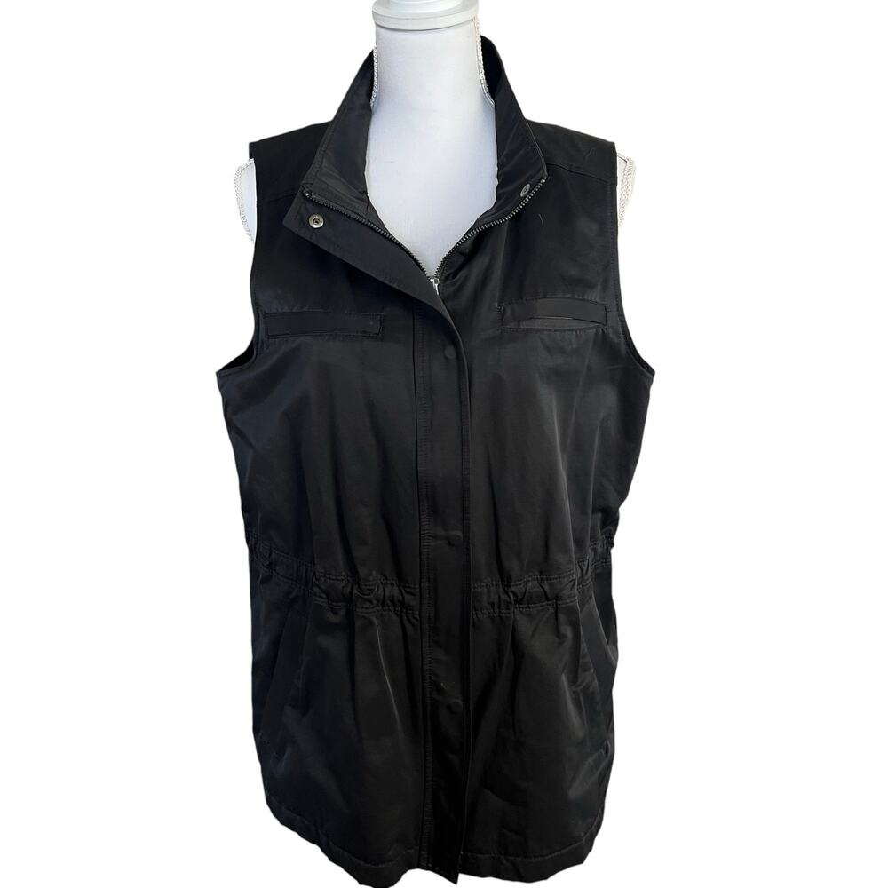 Eileen Fisher Black Sleeveless Zip Front Utility Vest